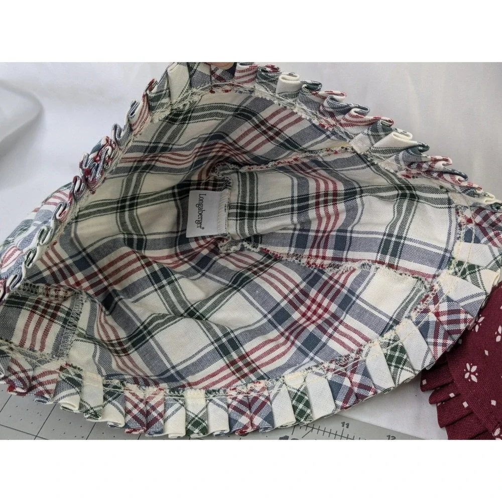 Longaberger‎ Fabric Basket Liner Lot of 3 Market Plaid Red Blue Flower Trellis